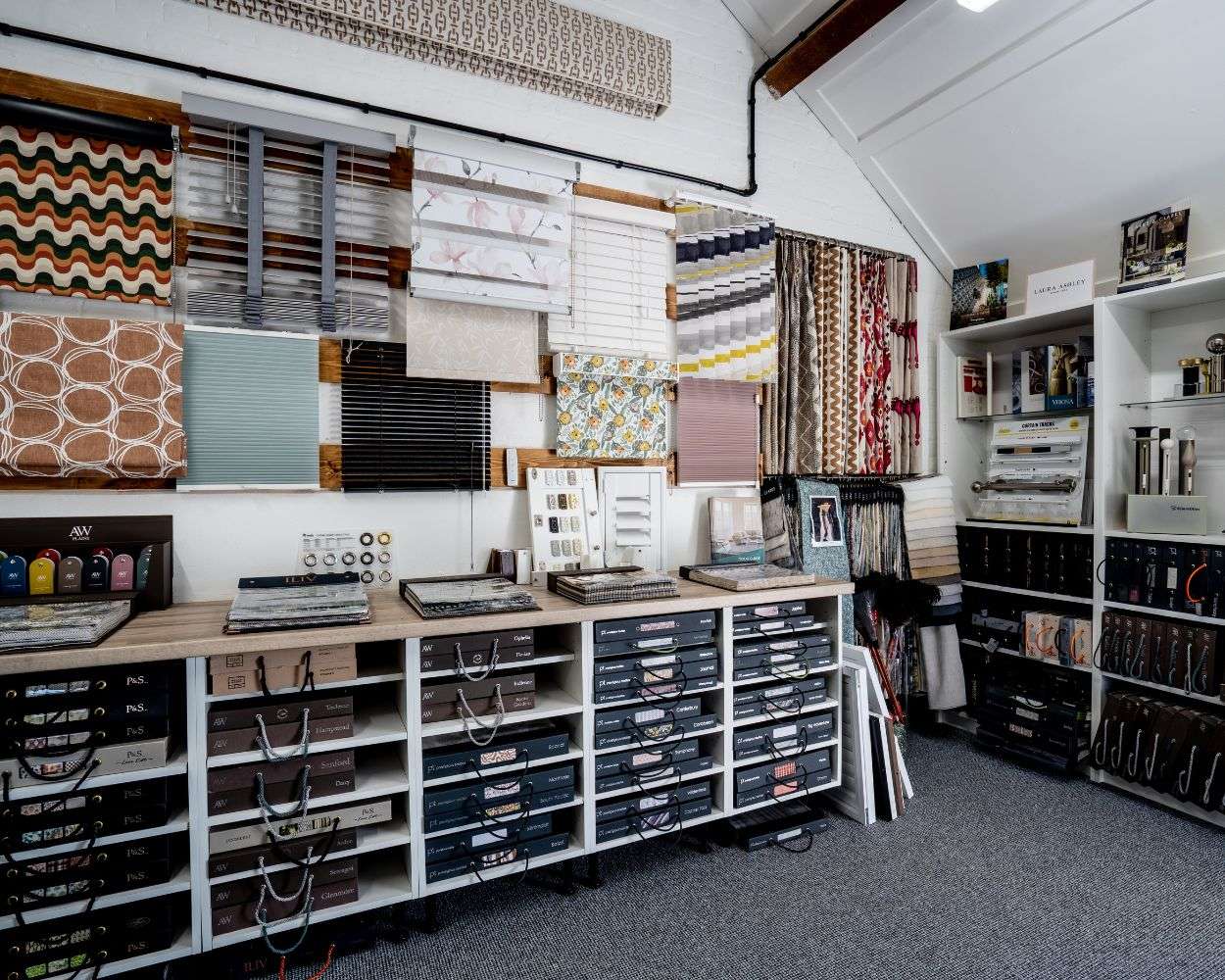 Showroom for Karida Site Display of blinds and samples in our Aldford showroom